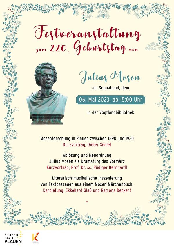Bild vergrößern: Plakat Festveranstaltung 220. Geburtstag von J. Mosen